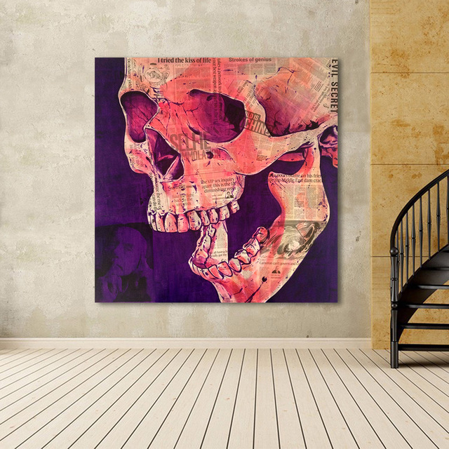 640x640 Hdartisan Wall Art I Tried The Kiss Of Life Oil Painting Acrylic - Skull Painting Acrylic
