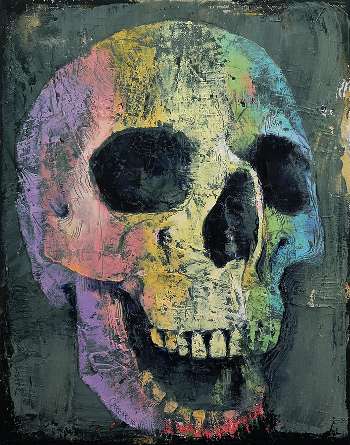 707x900 Happy Skull Painting By Michael Creese - Skull Painting Acrylic