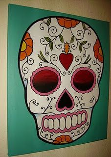 227x320 It'D Be Really Neat To Do A Sugar Skull Painting, Such As This One - Skull Painting On Canvas
