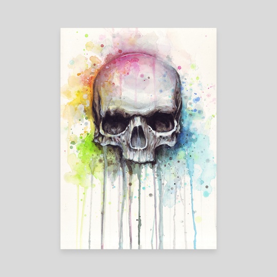 540x540 Skull Watercolor Painting, An Art Canvas By Olga Shvartsur - Skull Painting On Canvas