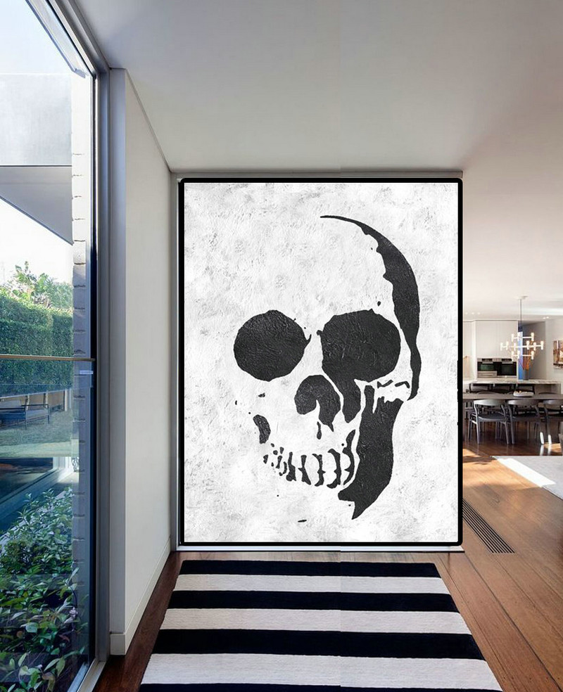 800x984 Extra Large Acrylic Painting On Canvas, Minimalist Painting Canvas - Skull Painting On Canvas