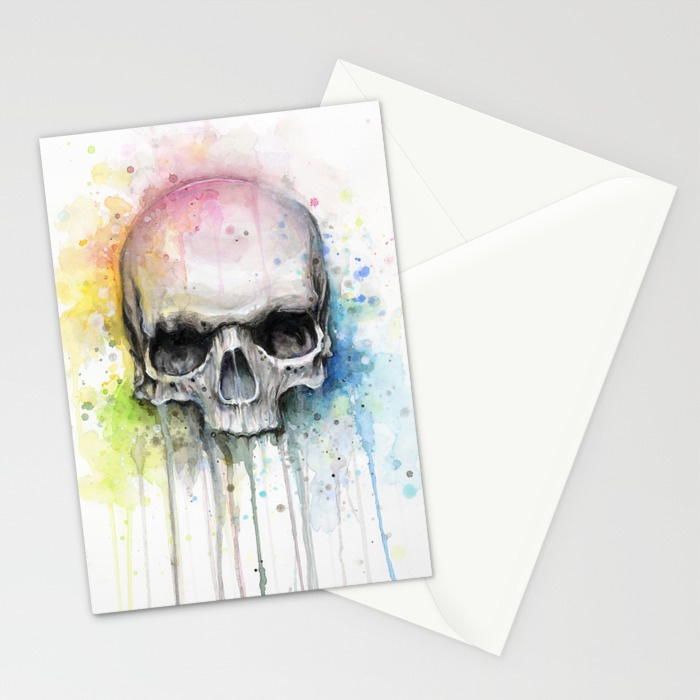 700x700 Skull Rainbow Watercolor Painting Skulls Stationery Cards By - Skull Watercolor Painting