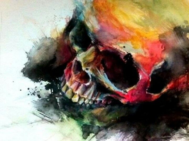 720x536 Skull Watercolor Art Watercolor, Beautiful Artwork - Skull Watercolor Painting