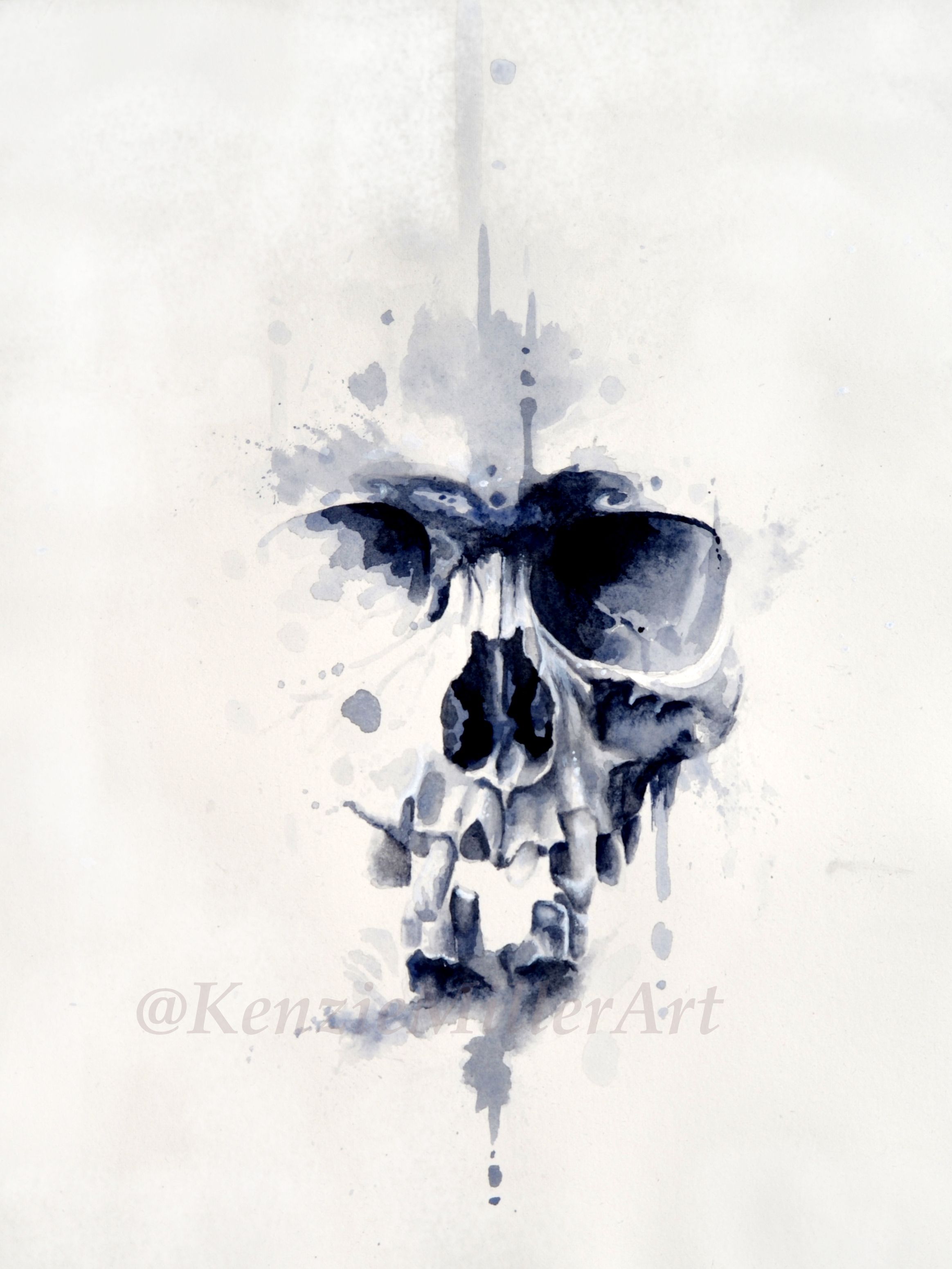 2327x3100 Watercolor Skull Painting By @kenziemillerart Httpswww.facebook - Skull Watercolor Painting