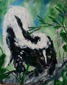236x298 Skunk Painting Skunk Watercolor - Skunk Painting