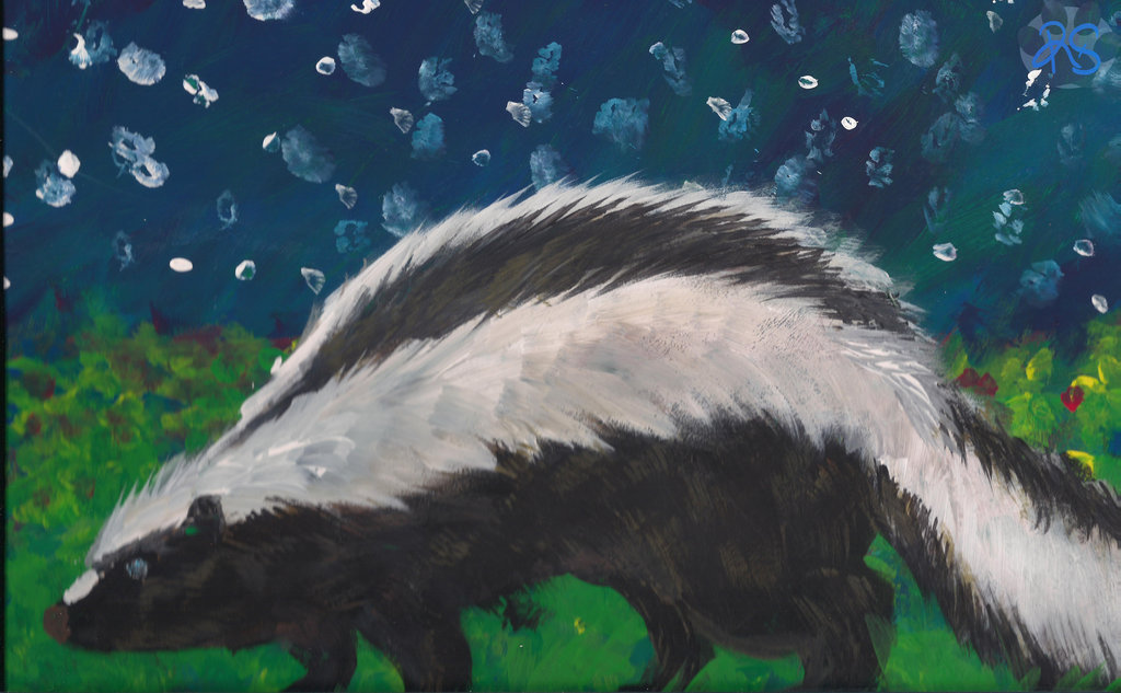 1024x633 Skunk Painting By Rydersylvia - Skunk Painting
