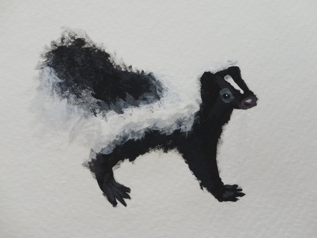 1024x768 Skunk Painting By Tatchya - Skunk Painting