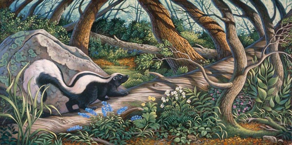 600x298 Woodland Skunk Life Needs Art - Skunk Painting