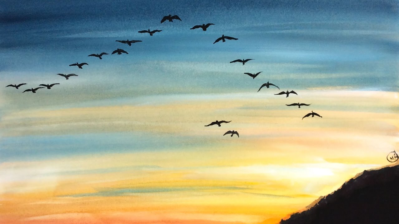 1280x720 Easy Watercolor Sky Painting Demonstration - Sky Painting