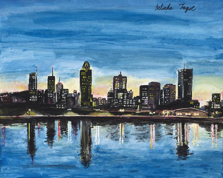 770x616 Saatchi Art Montreal Skyline Painting By Belinda Tagoe - Skyline Painting