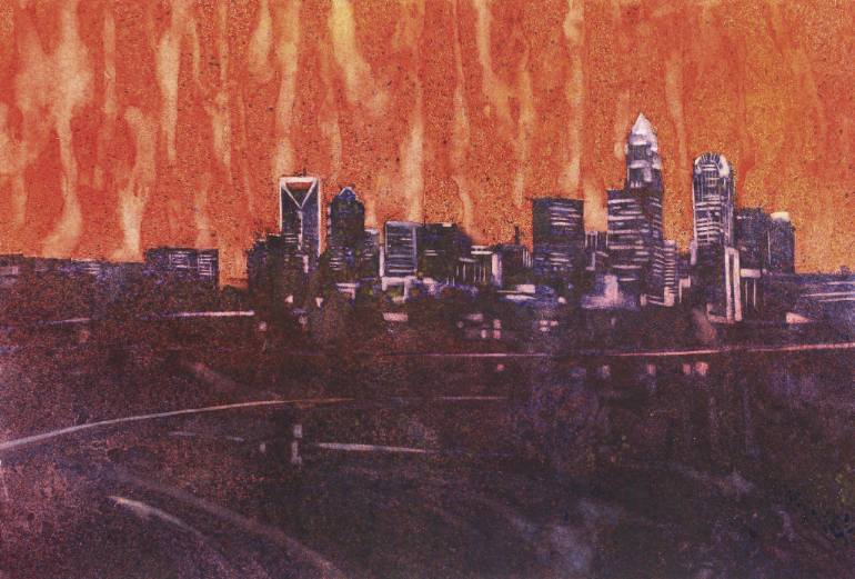 770x521 Saatchi Art Watercolor Painting Of Charlotte, Nc Skyline - Skyline Watercolor Painting