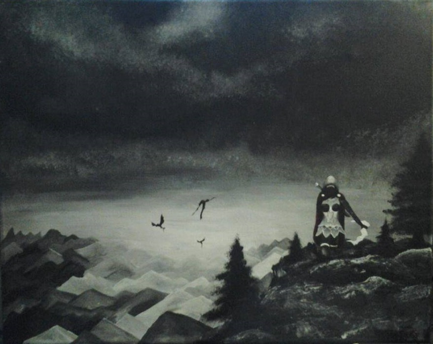 878x698 Skyrim Acrylic Painting A 16x20 Canvas. Selling It - Skyrim Painting