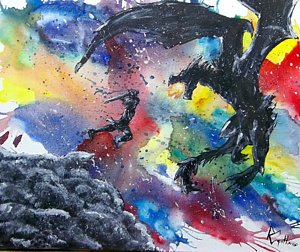 300x252 The Leap Painting By Robert Copithorne - Skyrim Painting