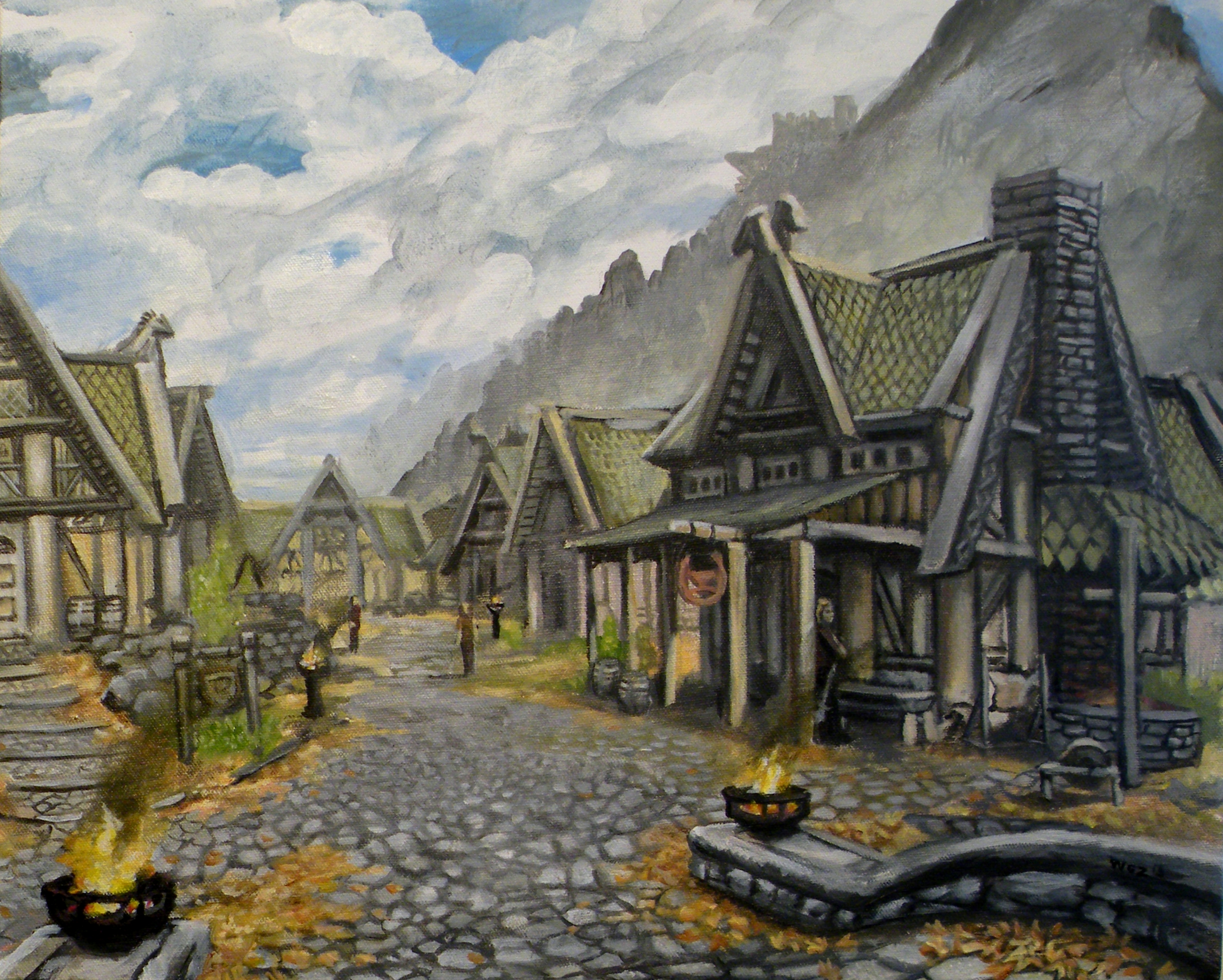 3185x2552 Whiterun, Province Of Skyrim By Ninja1987 On Newgrounds - Skyrim Painting