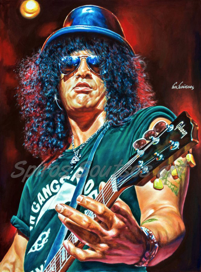 666x900 Slash, Guns N' Roses Painting Portrait Canvas Print, Wall Poster Art - Slash Painting