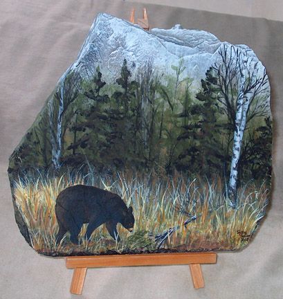 409x432 Free Images To Paint On Slate American Black Bear Paintings - Slate Painting