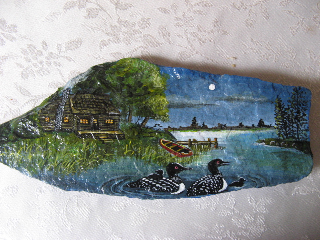 640x480 Slate Shale Rock Painting - Slate Painting
