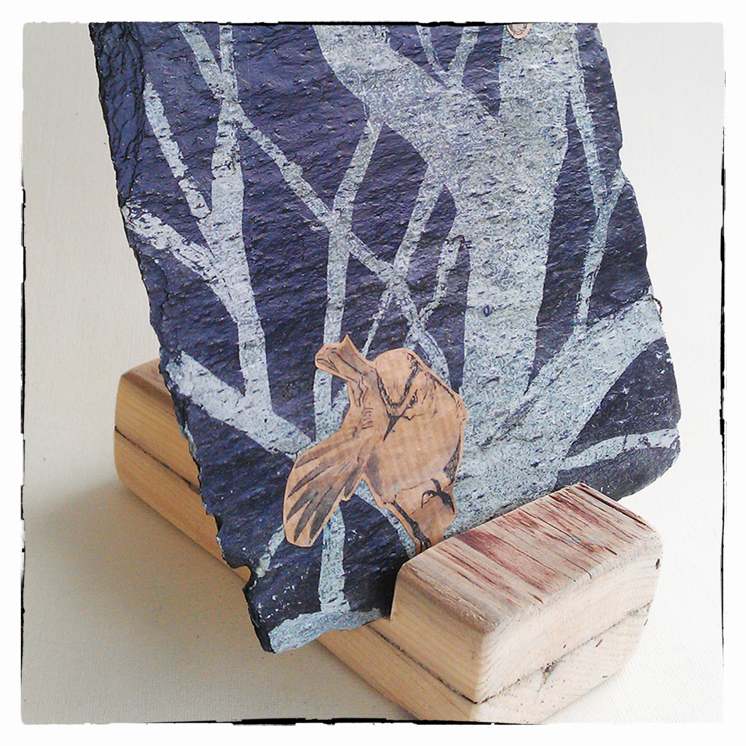 1500x1500 Indian Ink Painting On Slate Blackcap Amp Firecrest Iii Birds Warblers - Slate Painting