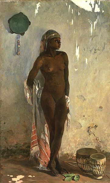 361x600 Nackte Sklavin Mit Tamburin (1880) By Frank Buchser. (Translates - Slave Girl Painting