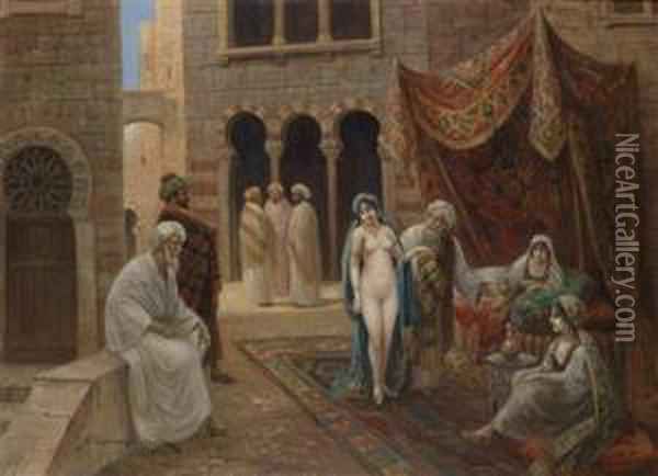600x434 At The Slave Market Oil Painting Reproduction By Stephan Sedlacek - Slave Market Painting