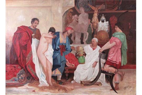 540x360 F. Schulz (Xx). Slave Market. 110 Cm X 79 Cm. Painting, Oil - Slave Market Painting