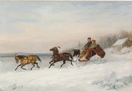 430x300 File'Sleigh Scene', Oil Painting By Cornelius Krieghoff.jpg - Sled Painting