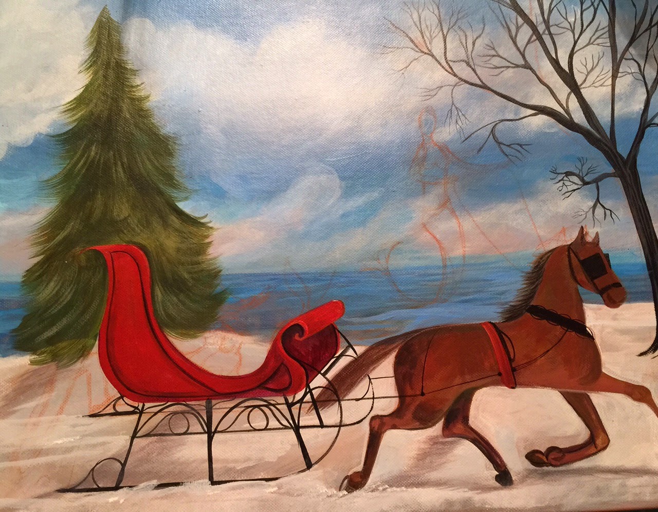 1280x996 Kolene Spicher Mermaid's Christmas Sled - Sled Painting