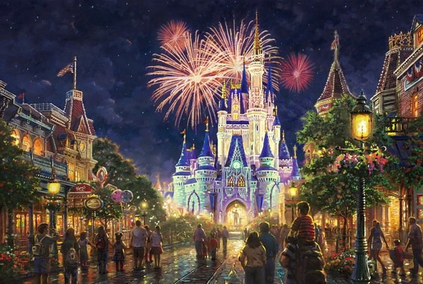 600x403 Printrt On Canvas Sleeping Beauty Castlemain Street U S - Sleeping Beauty Castle Painting