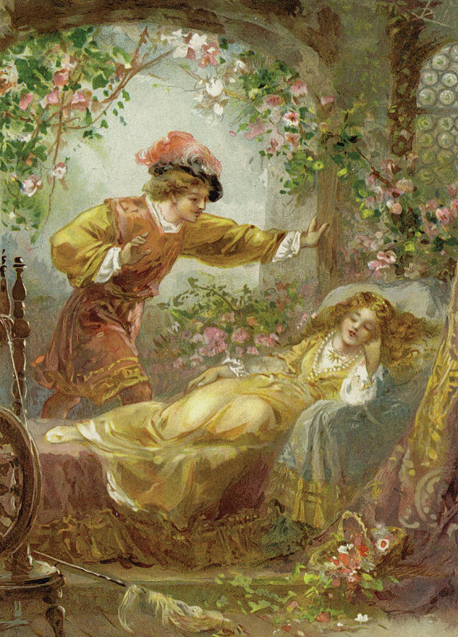 647x900 The Prince Finds The Sleeping Beauty Painting By English School - Sleeping Beauty Painting