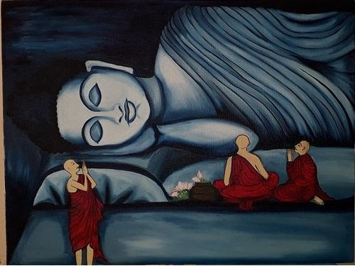 500x375 Sleeping Buddha Painting - Sleeping Buddha Painting