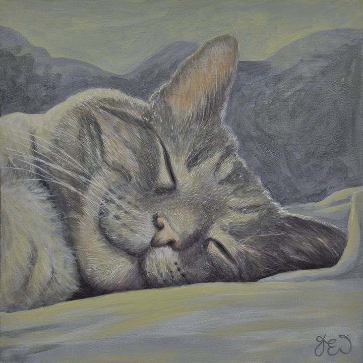 720x720 Lazy Days Sleeping Cat 1 - Sleeping Cat Painting