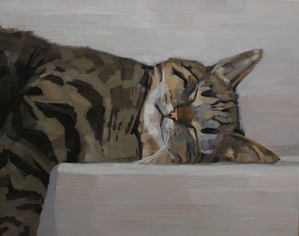 608x480 Patti Vincent - Sleeping Cat Painting