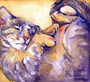 300x273 Sleeping Cat Paintings Fine Art America - Sleeping Cat Painting