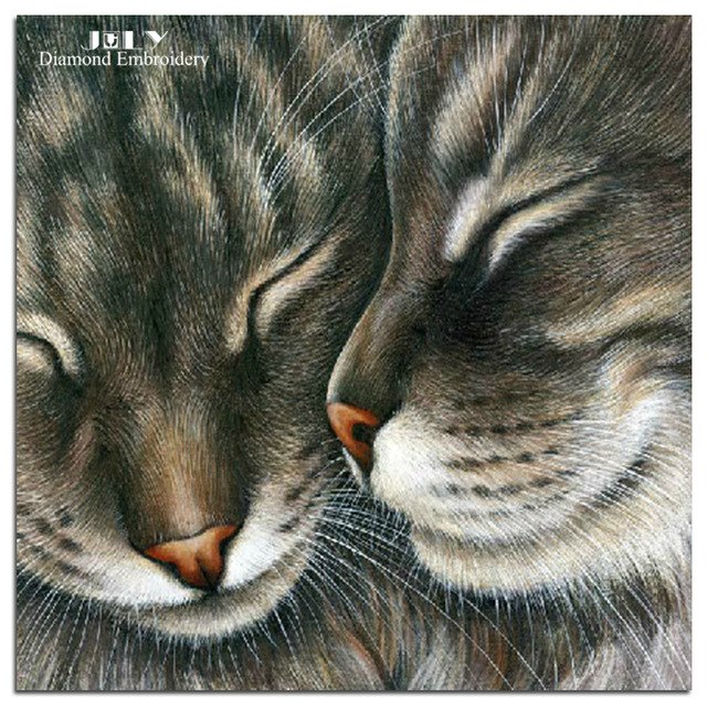 640x640 Diamond Embroidery Painting Animal Cats Diamond Painting Cross - Sleeping Cat Painting