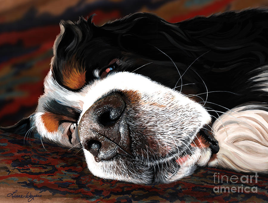 900x682 Sleeping Dogs Lie Painting By Liane Weyers - Sleeping Dog Painting