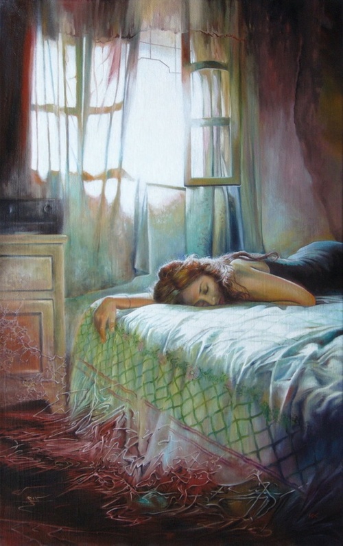 500x796 Beautiful Artwork Sleeping Girl Art On We Heart It - Sleeping Girl Painting