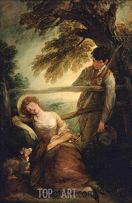 261x400 Haymaker And Sleeping Girl (Mushroom Girl) Gainsborough - Sleeping Girl Painting