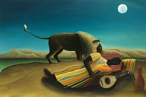 498x331 Oil Painting Reproduction (Henri Rousseau, Sleeping Gypsy) - Sleeping Gypsy Painting