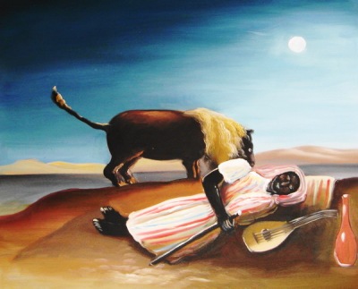 400x323 The Sleeping Gypsy, 1897 Vezur - Sleeping Gypsy Painting