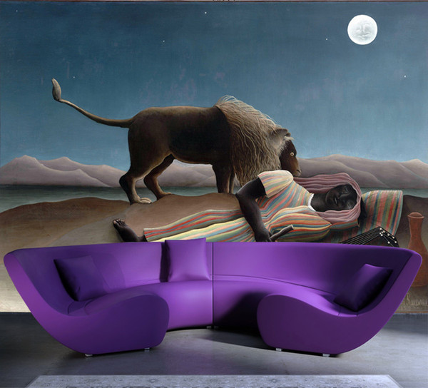 600x544 The Sleeping Gypsy Wall Murals Rousseau Painting Wallpaper Custom - Sleeping Gypsy Painting