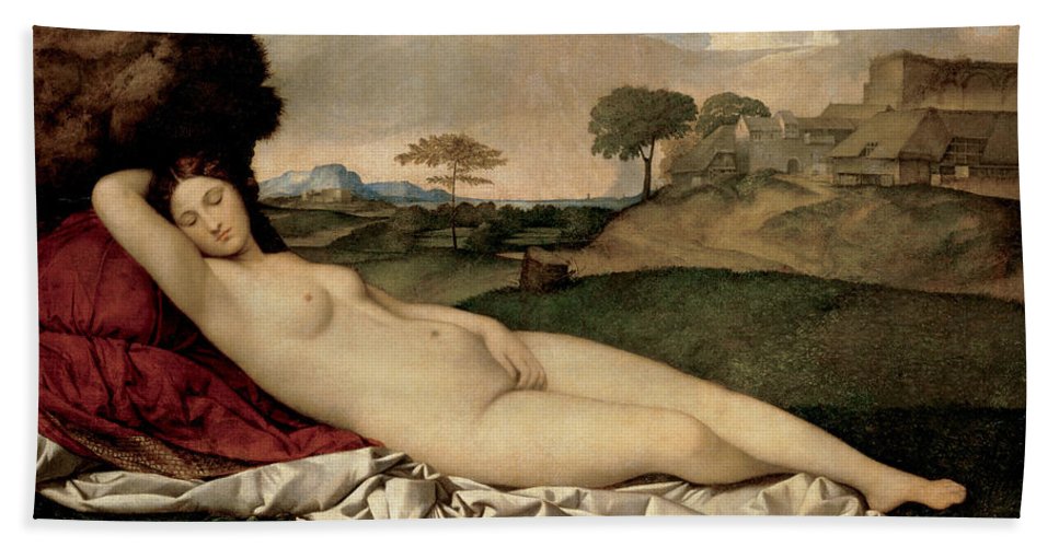 967x500 Sleeping Venus Bath Towel For Sale By Giorgione - Sleeping Venus Painting