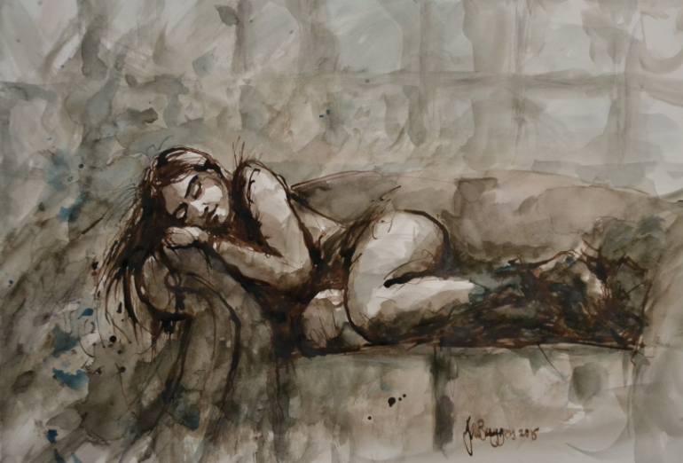 770x522 Saatchi Art Young Woman Sleeping Painting By Jan Baggen - Sleeping Woman Painting