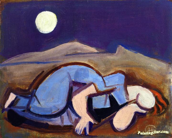 720x578 Sleeping Woman With Moon Artwork By Karl Hofer Oil Painting Amp Art - Sleeping Woman Painting