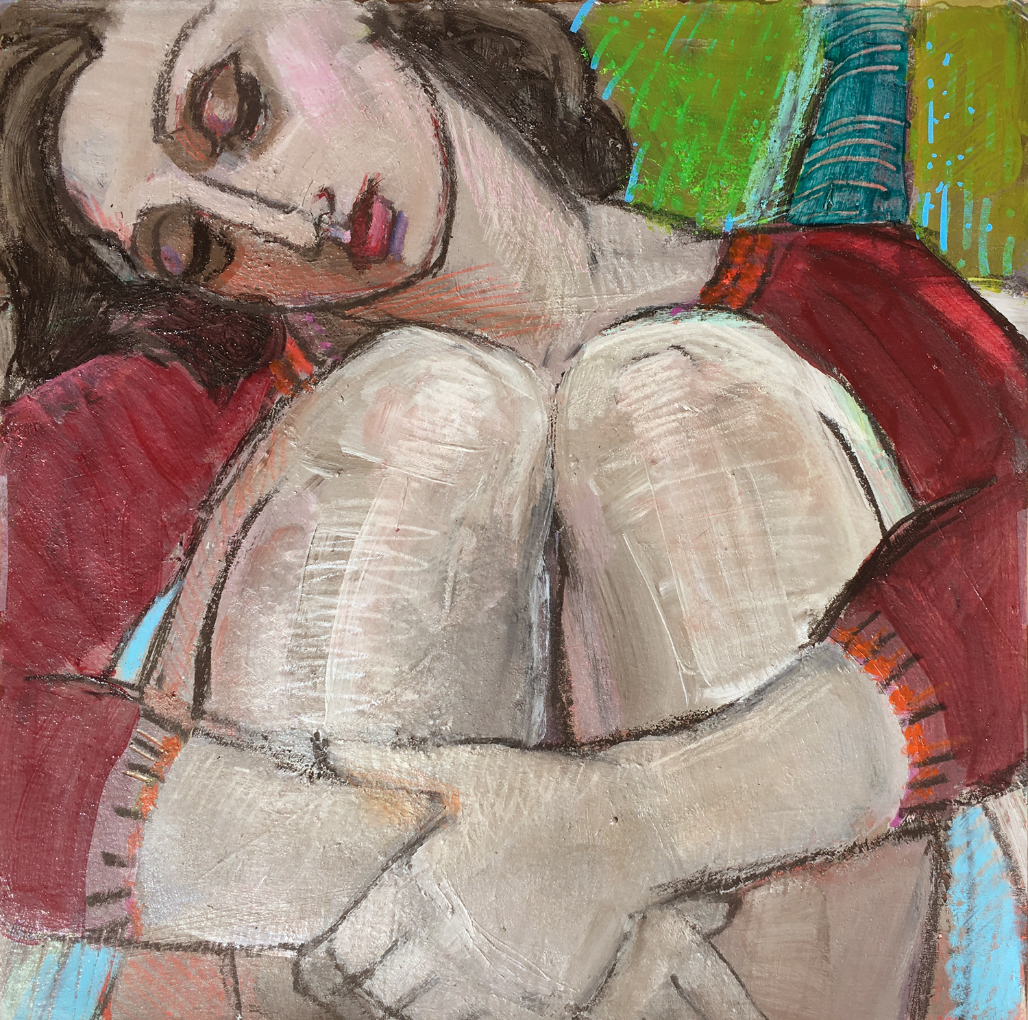 1500x1488 Sleeping Woman, Female Asleep, Female Figuration, Contemporary - Sleeping Woman Painting