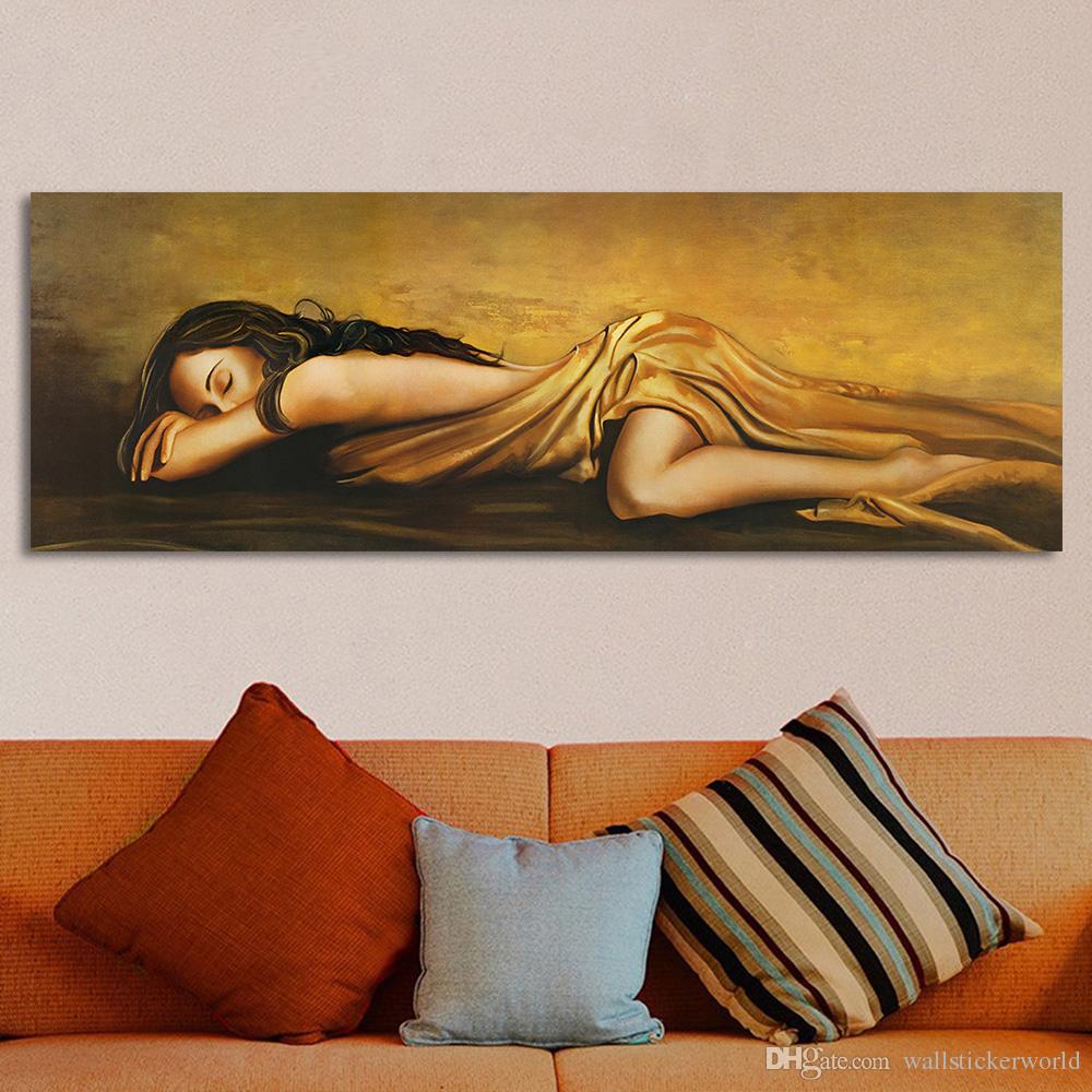 1000x1000 Wall Canvas Art The Sleeping Woman Pictures For Living Room Home - Sleeping Woman Painting
