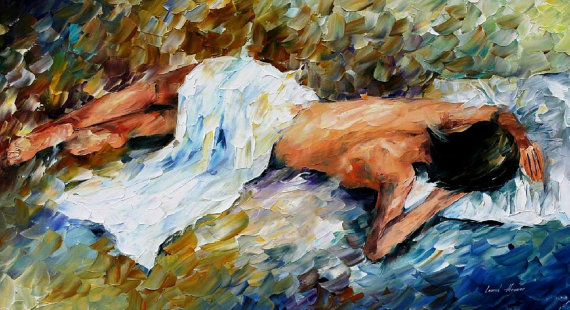 570x310 Erotic Fine Art Sleeping Woman Painting On Canvas By Leonid - Sleeping Woman Painting