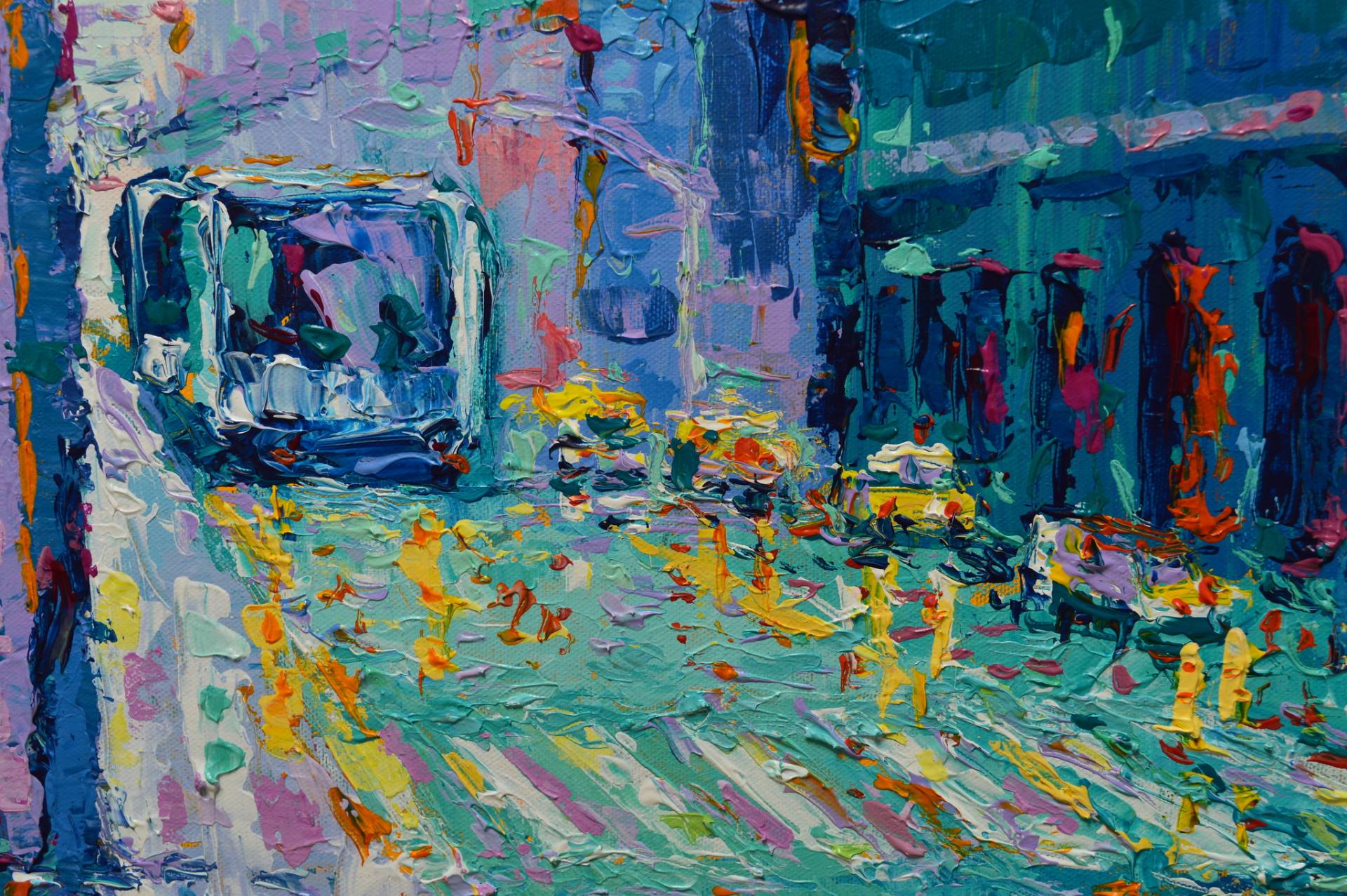 1920x1277 Saatchi Art Rainy Day In New York Painting By Adriana Dziuba - Sleepless In New York Painting