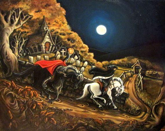 570x454 The Legend Of Sleepy Hollow Headless Horseman By Jenleinerart - Sleepy Hollow Painting