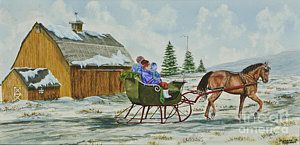300x145 Horse And Sleigh Painting - Sleigh Painting