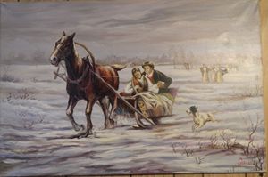 300x199 Painting Of A Horse And Sleigh - Sleigh Painting